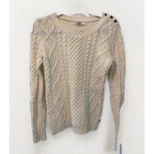 LOGG Label of Graded Goods Sweater H&M Chunky Cable Knit Off White Ivory Size Sm